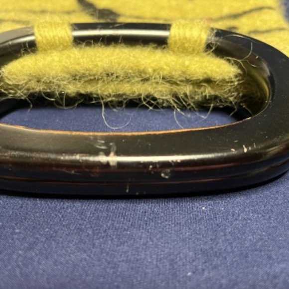 Wool Green w/Birds Double Wooden Handle Handbag Purse Hnadmade - Picture 13 of 13